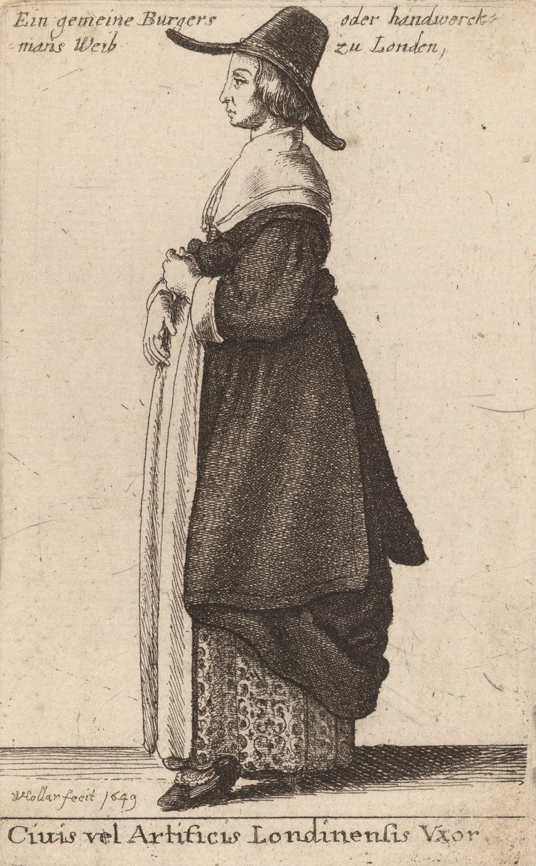 Manželka londýnského umělce nebo občana, 1643 od Wenceslaus Hollar