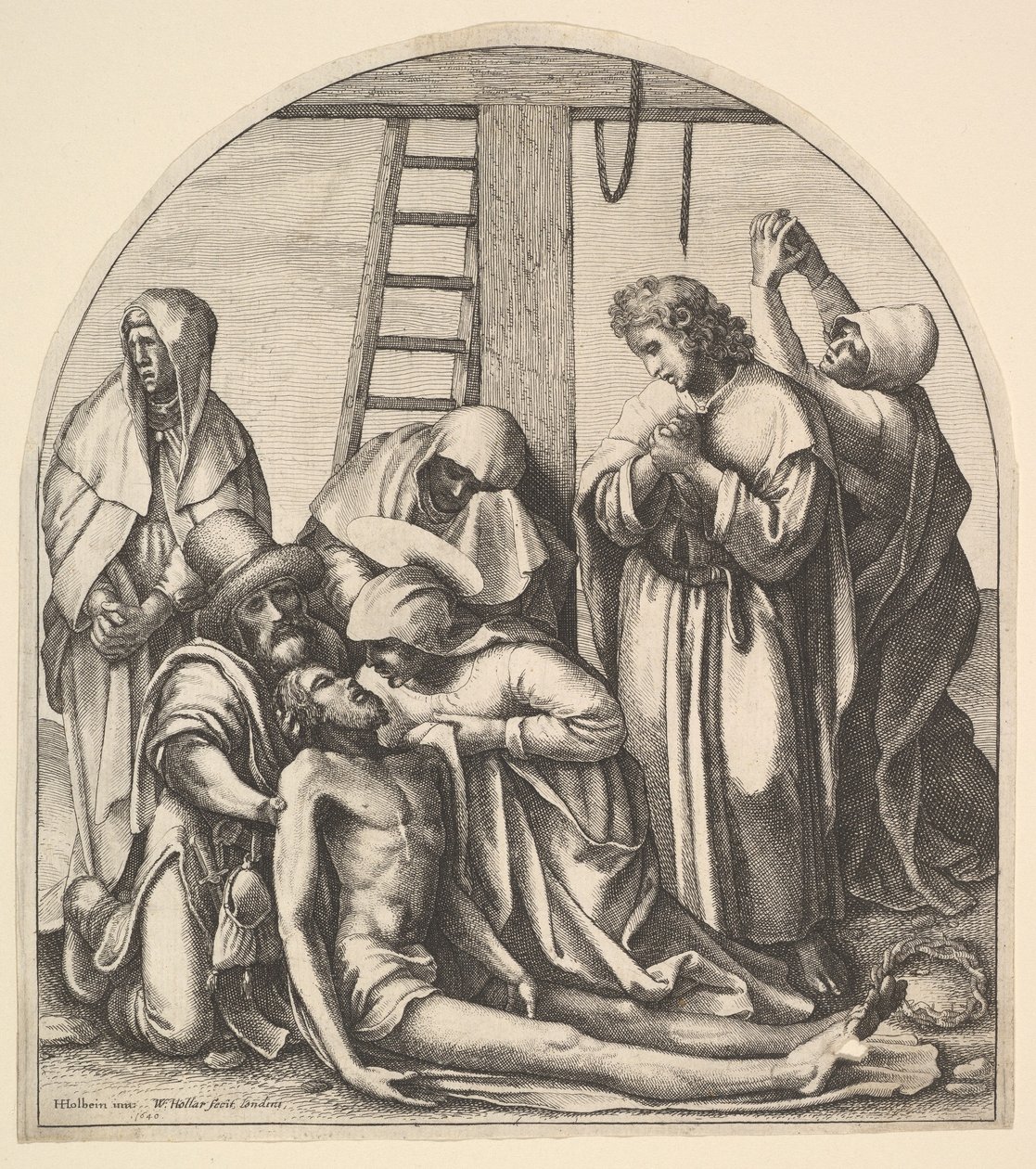 Sestup z kříže, po Holbein, 1640. od Wenceslaus Hollar