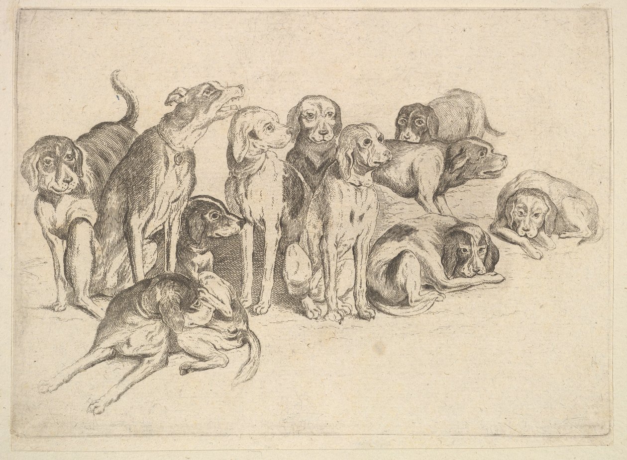 Jedenáct honičů, 1625-77. od Wenceslaus Hollar