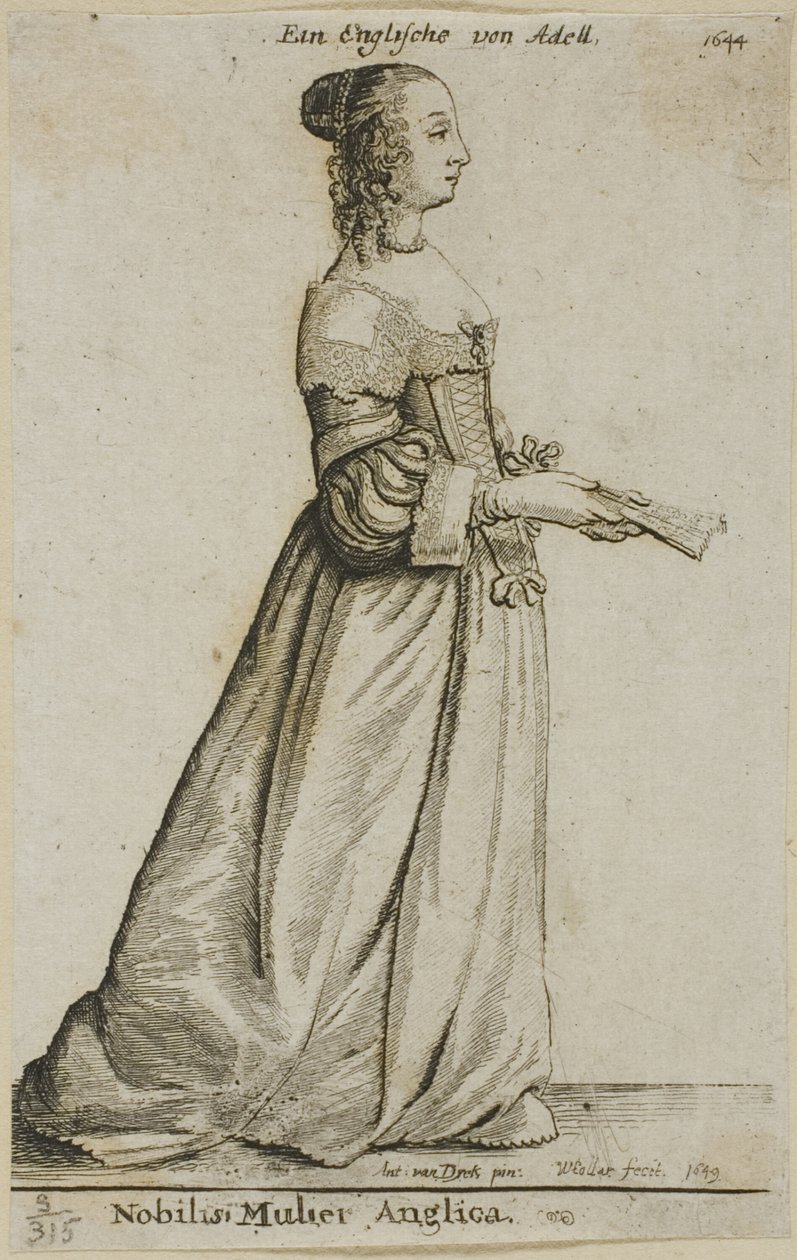 Anglická šlechtična od Wenceslaus Hollar