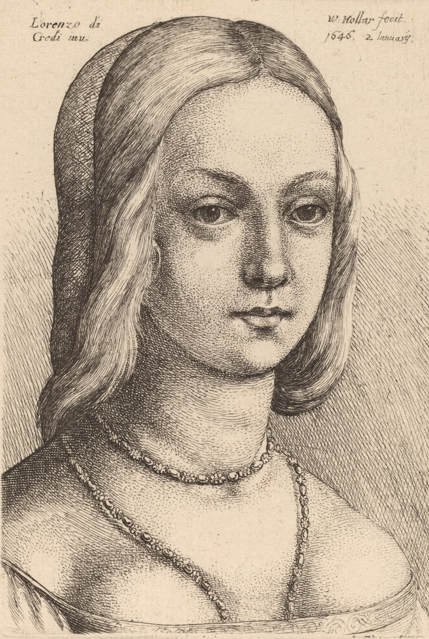 Hlava ženy hledá správně. od Wenceslaus Hollar