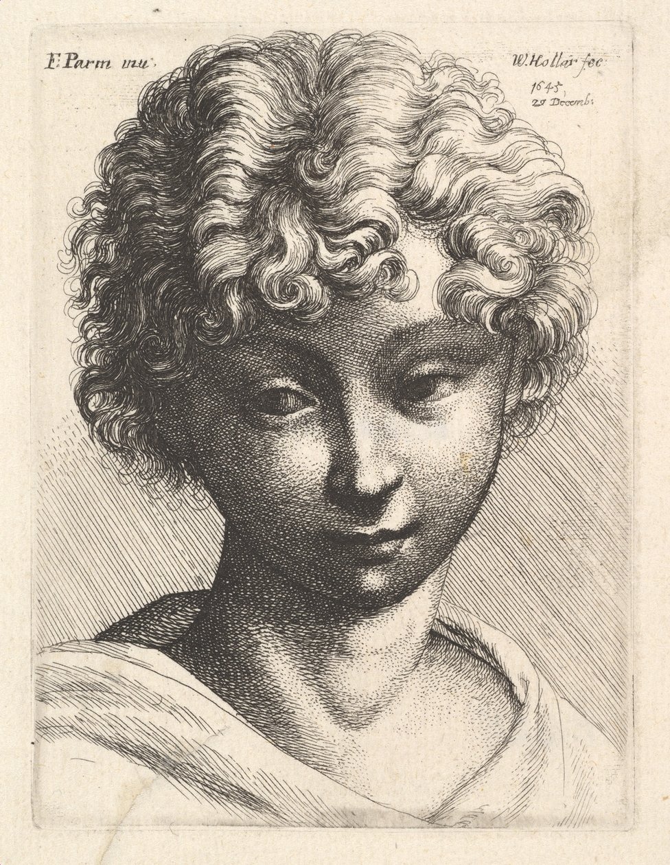 Hlava mladé dívky, 1645. od Wenceslaus Hollar
