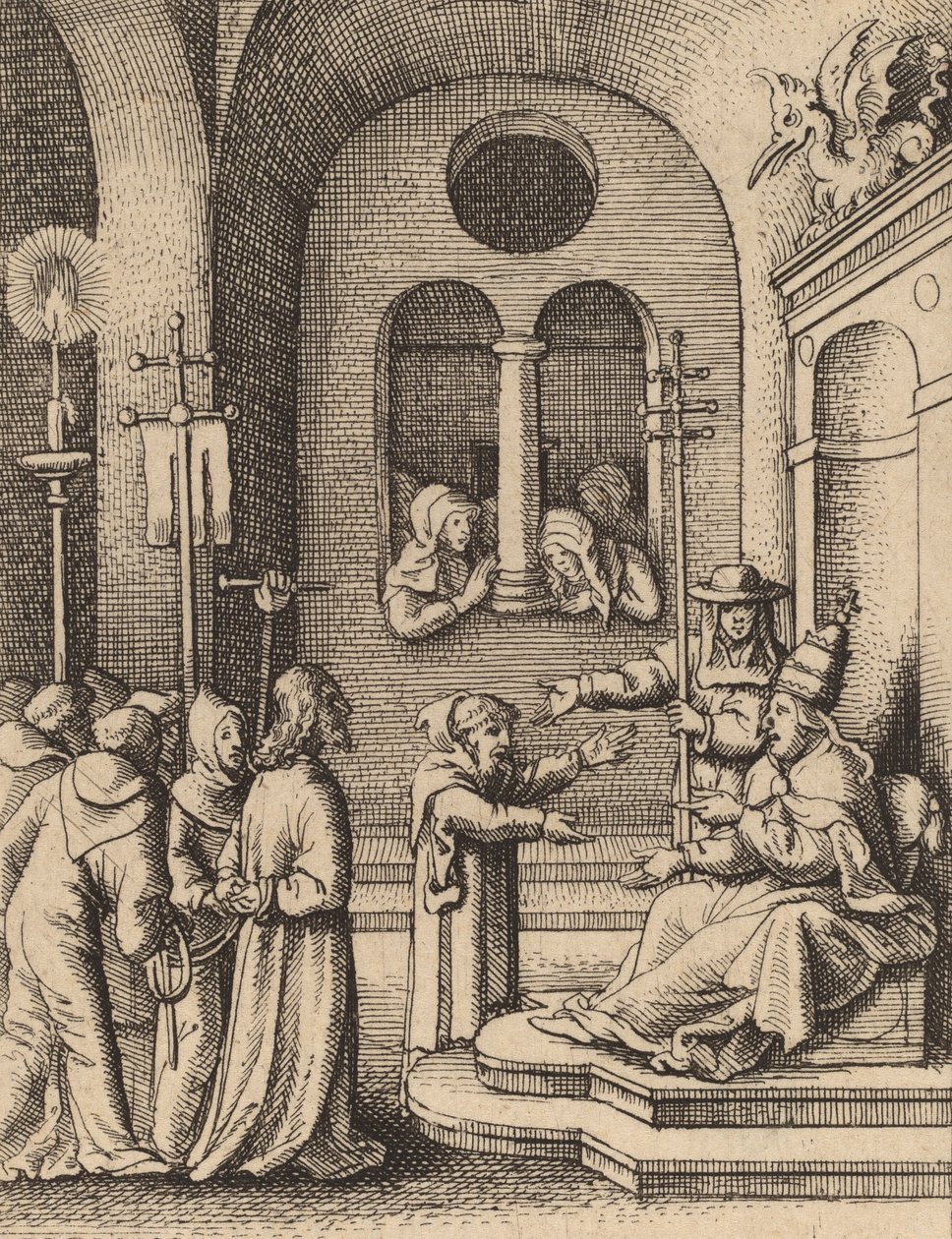 Ježíš znovu před Kaifášem. od Wenceslaus Hollar