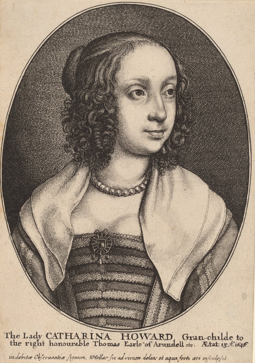 Lady Catherine Howardová. od Wenceslaus Hollar