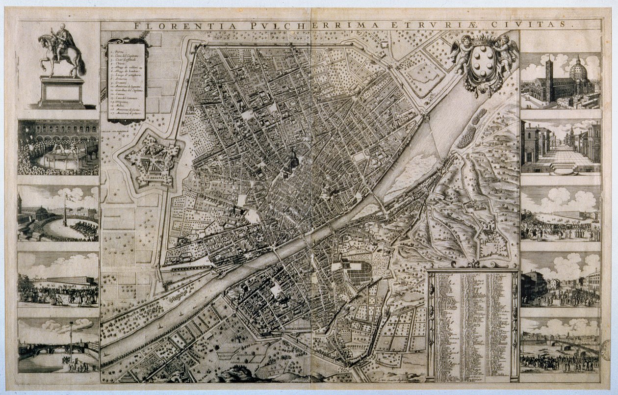 Mapa města Florencie od Wenceslaus Hollar
