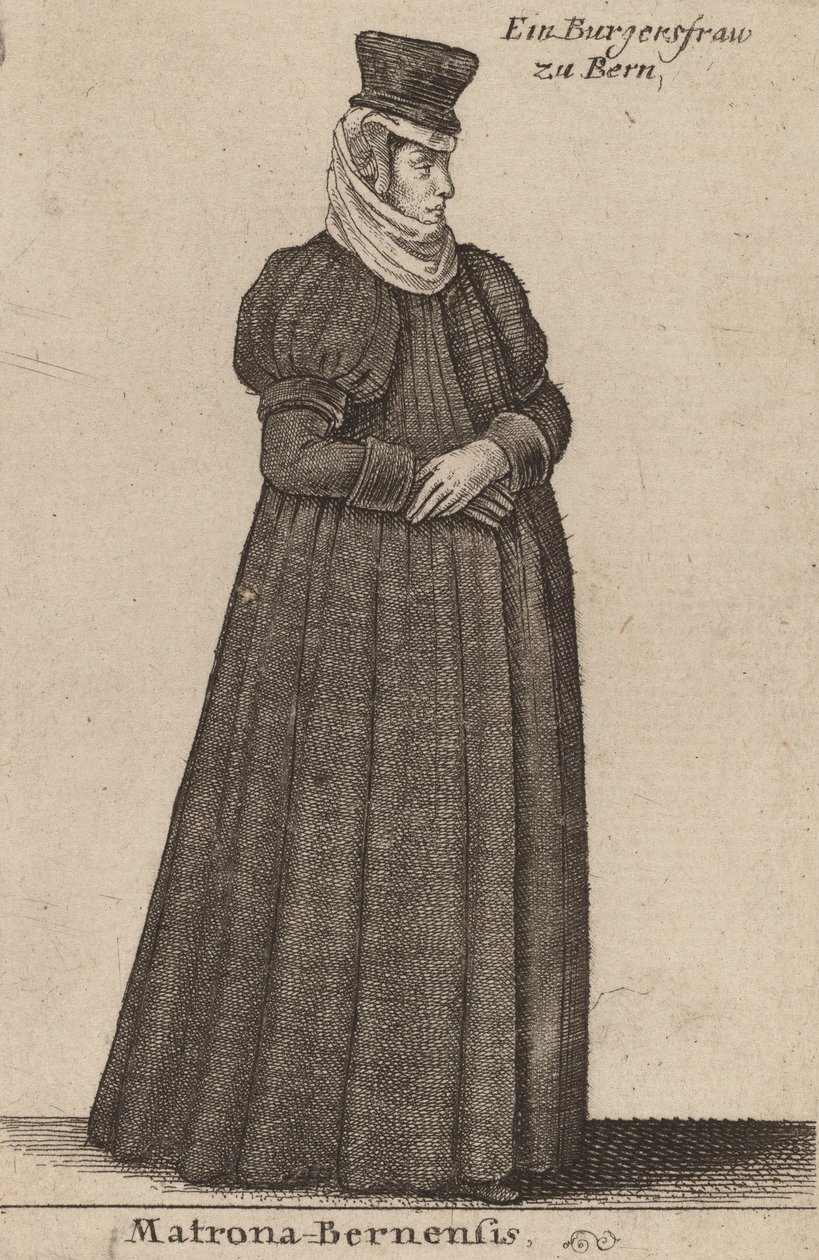 Matróna Bernensis. od Wenceslaus Hollar