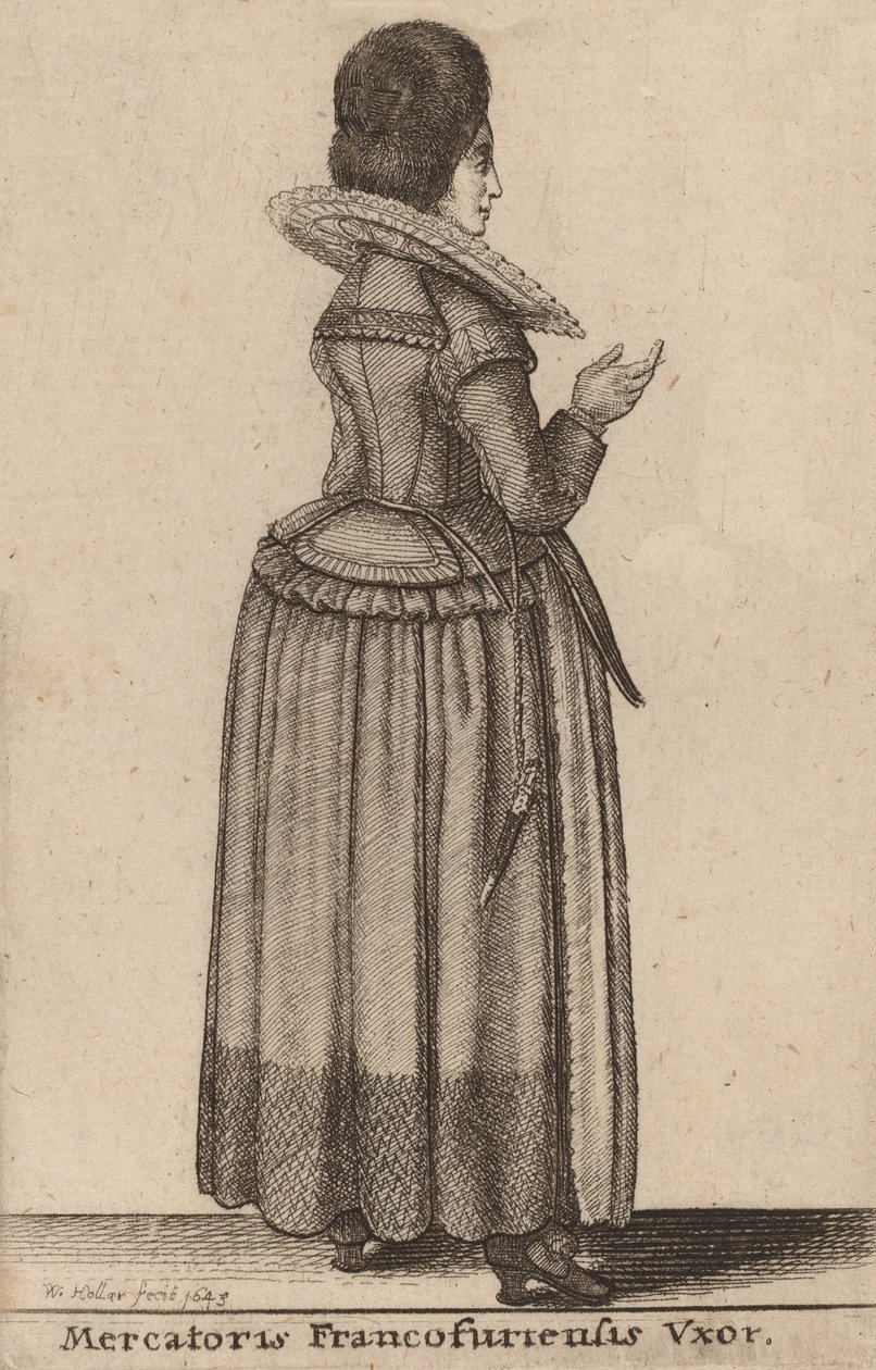 Manželka frankfurtského obchodníka, 17. století. od Wenceslaus Hollar