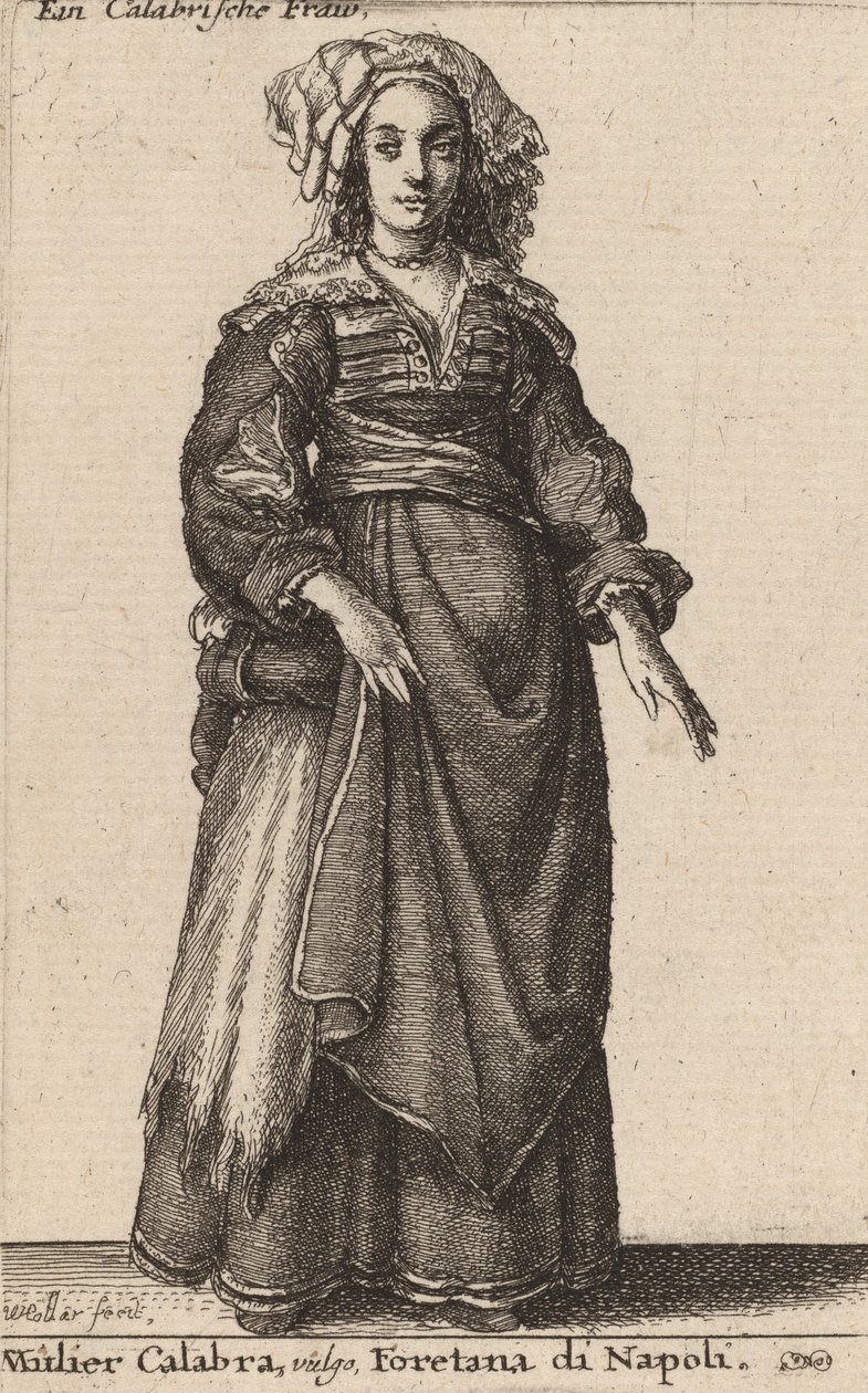 Mulier Calabra, Vulgo, Foretana di Napoli. od Wenceslaus Hollar