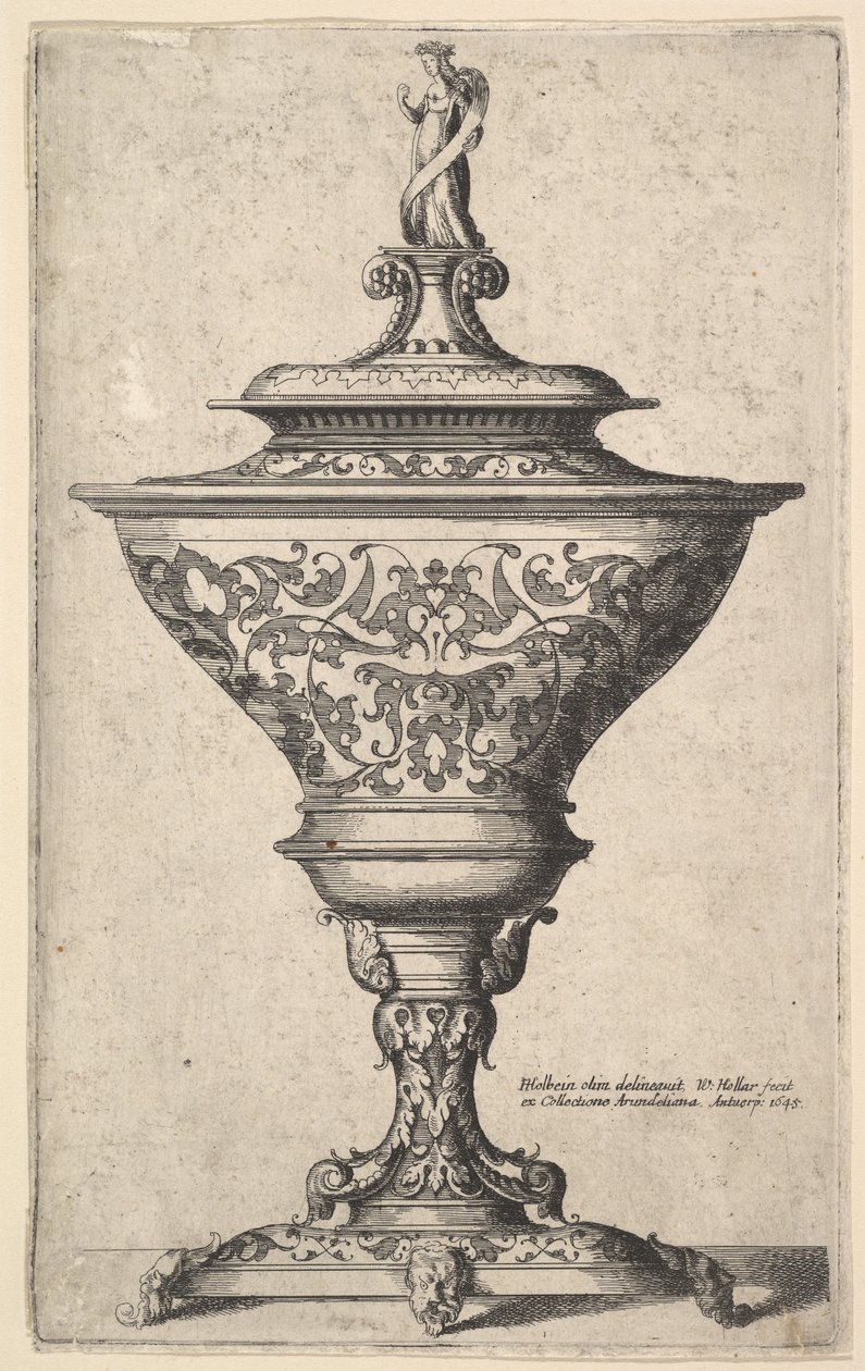 Zdobený pohár na nohách masek, 1645. od Wenceslaus Hollar