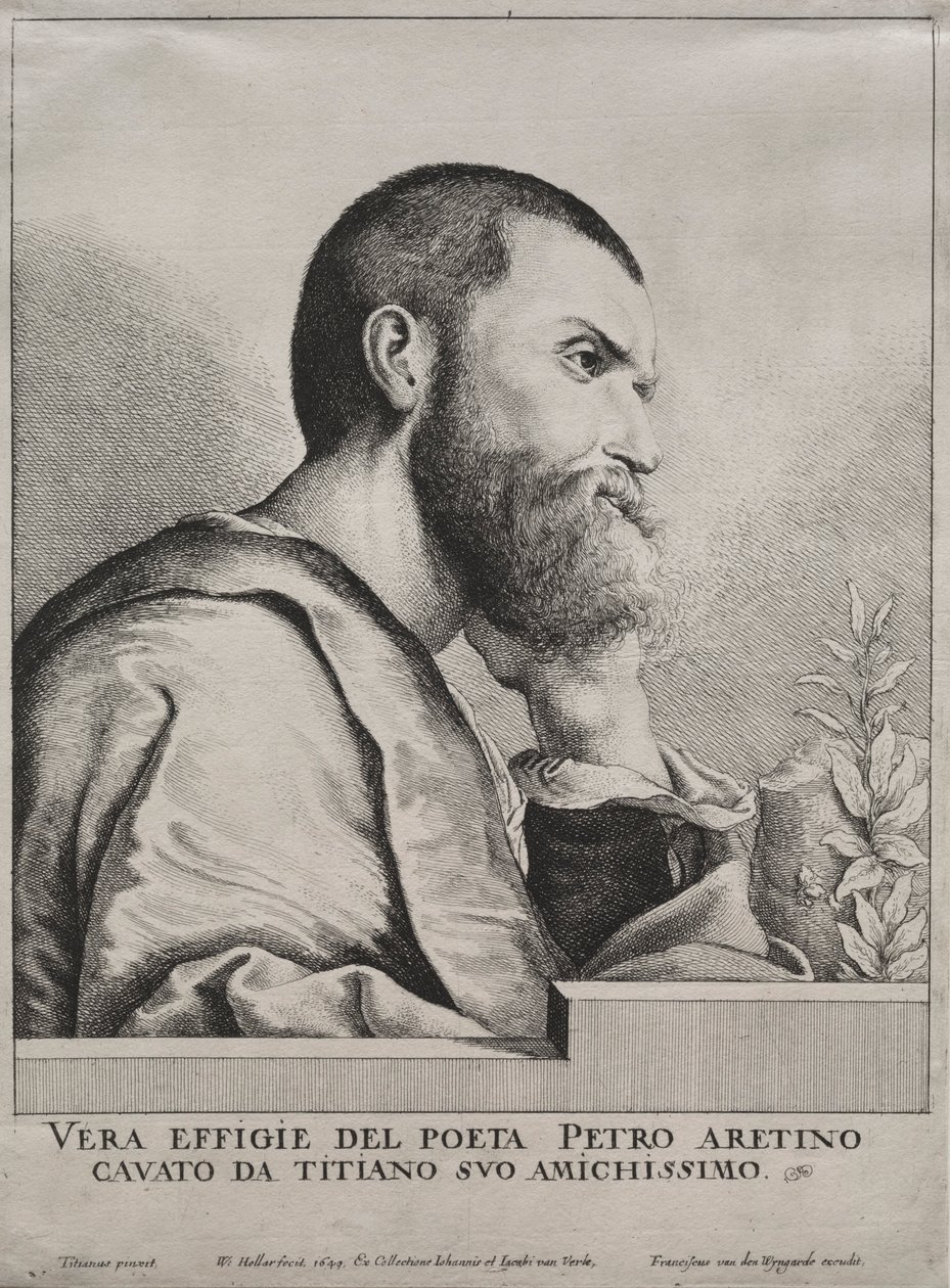 Portrét Pietra Aretina, 1649. od Wenceslaus Hollar
