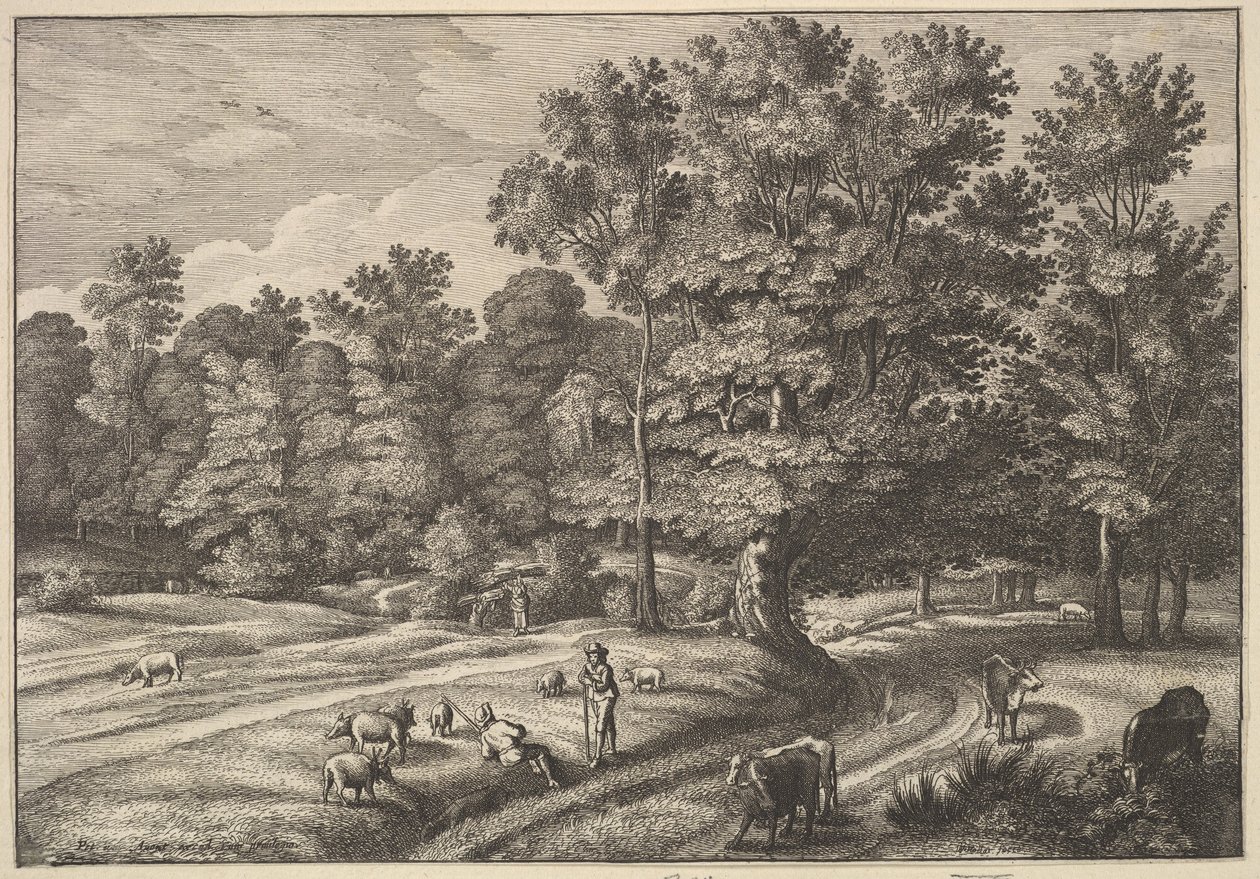 Pastýři v lese, 1648-50. od Wenceslaus Hollar