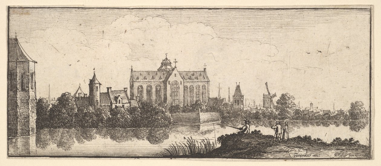 Kostel u vody, 1625-77. od Wenceslaus Hollar