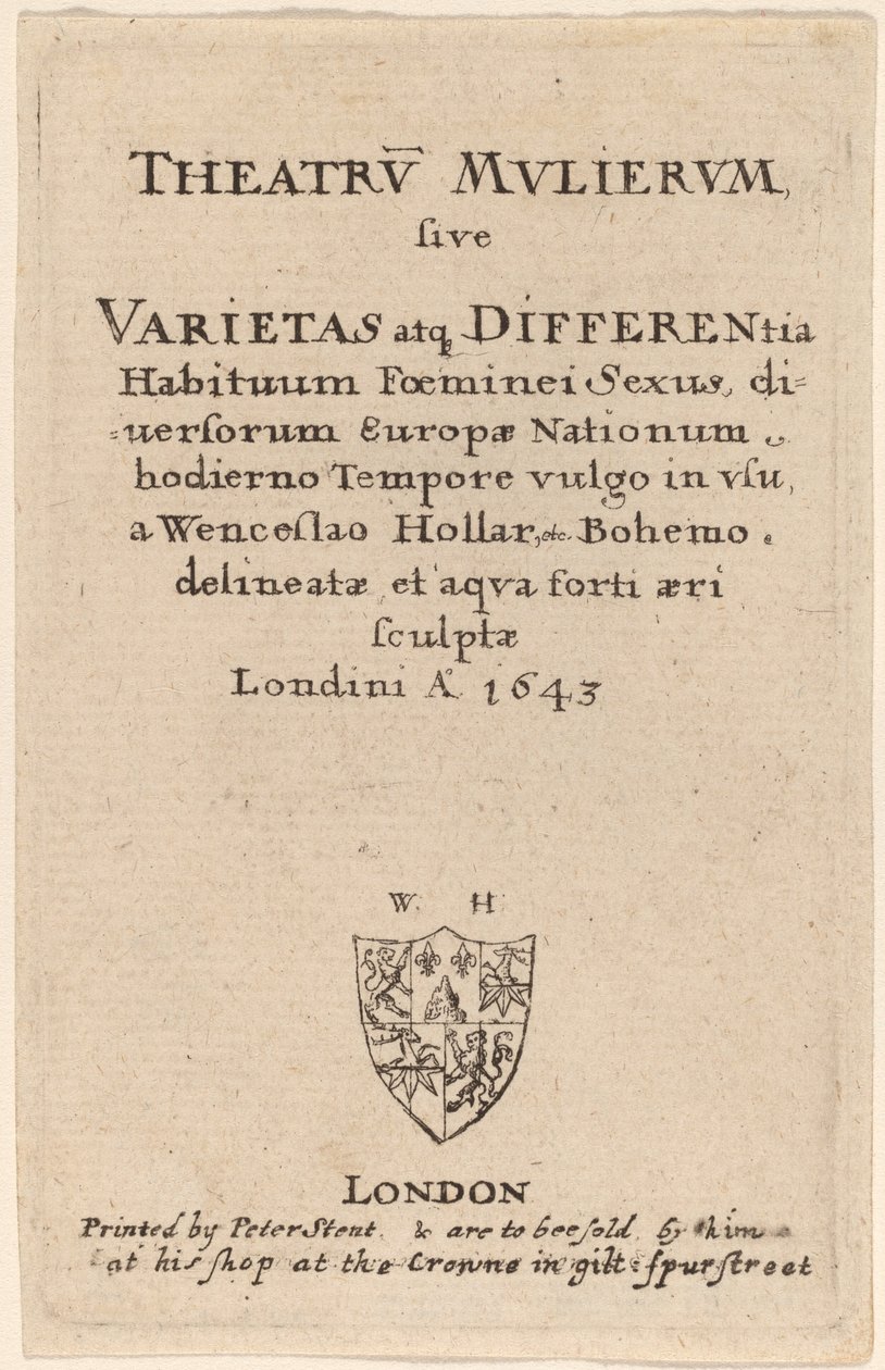 Ženské divadlo: Titulní strana, 1643 od Wenceslaus Hollar