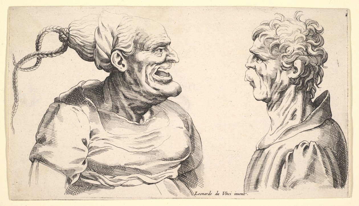 Dvě deformované hlavy, 1625-1744. od Wenceslaus Hollar