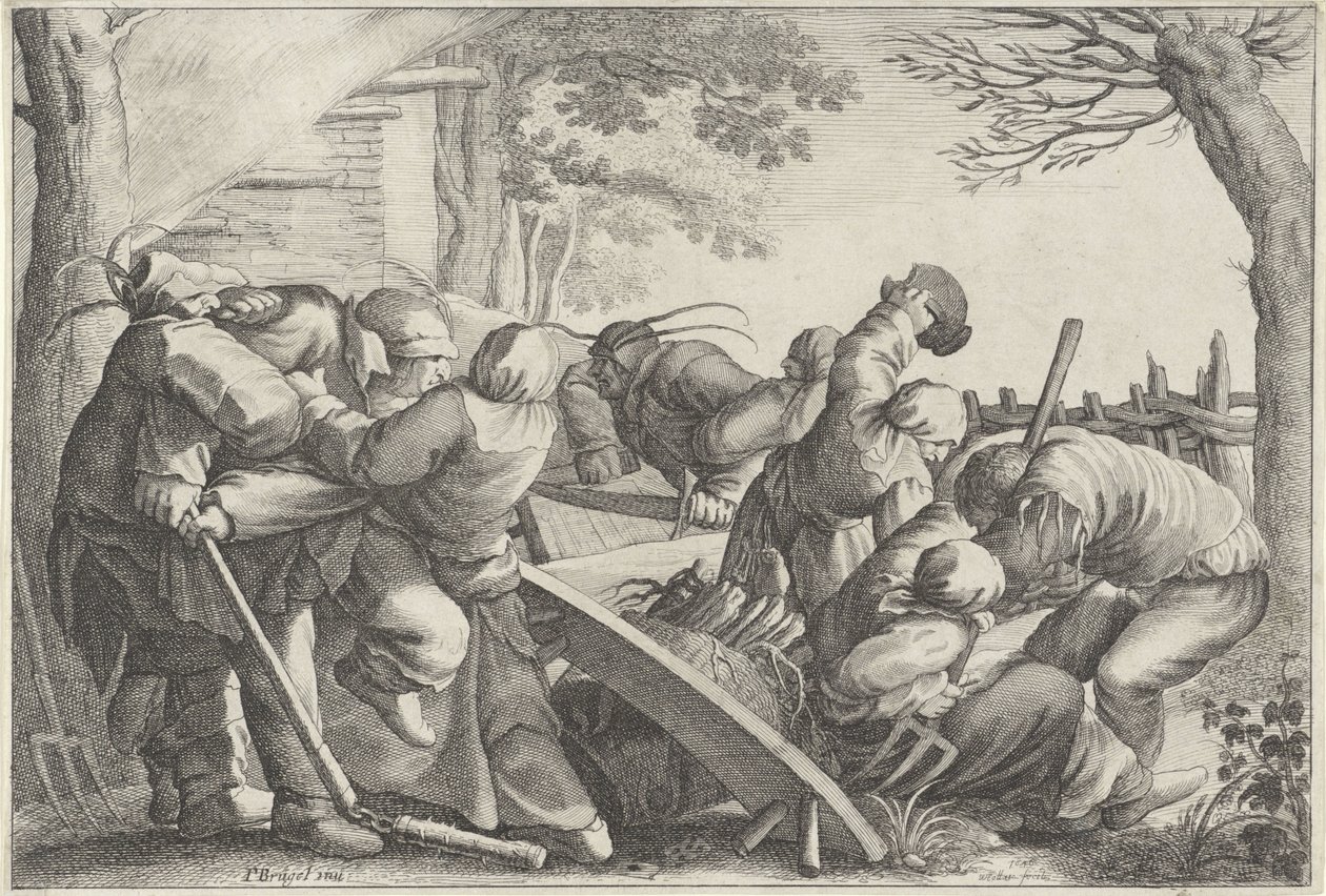 Bojující farmáři od Wenceslaus Hollar