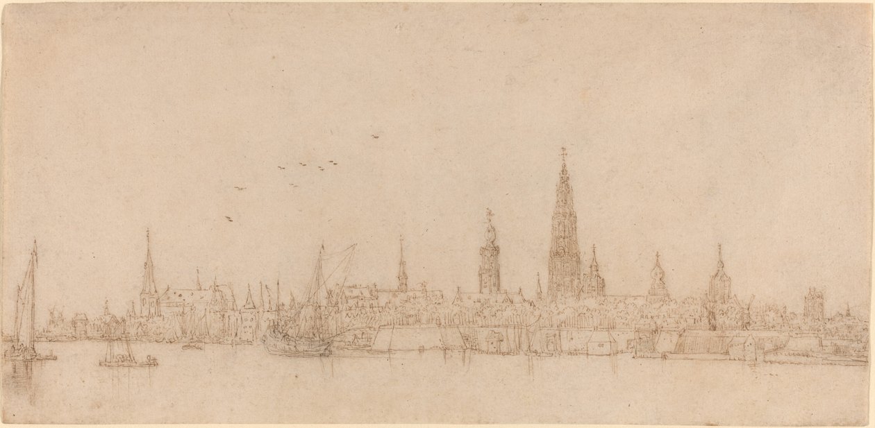 Pohled na Antverpy od Wenceslaus Hollar
