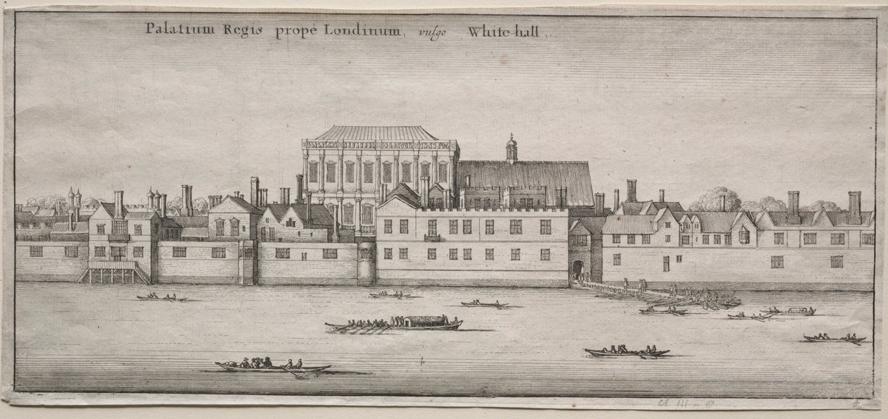 Pohledy na Londýn: Whitehall z řeky. od Wenceslaus Hollar