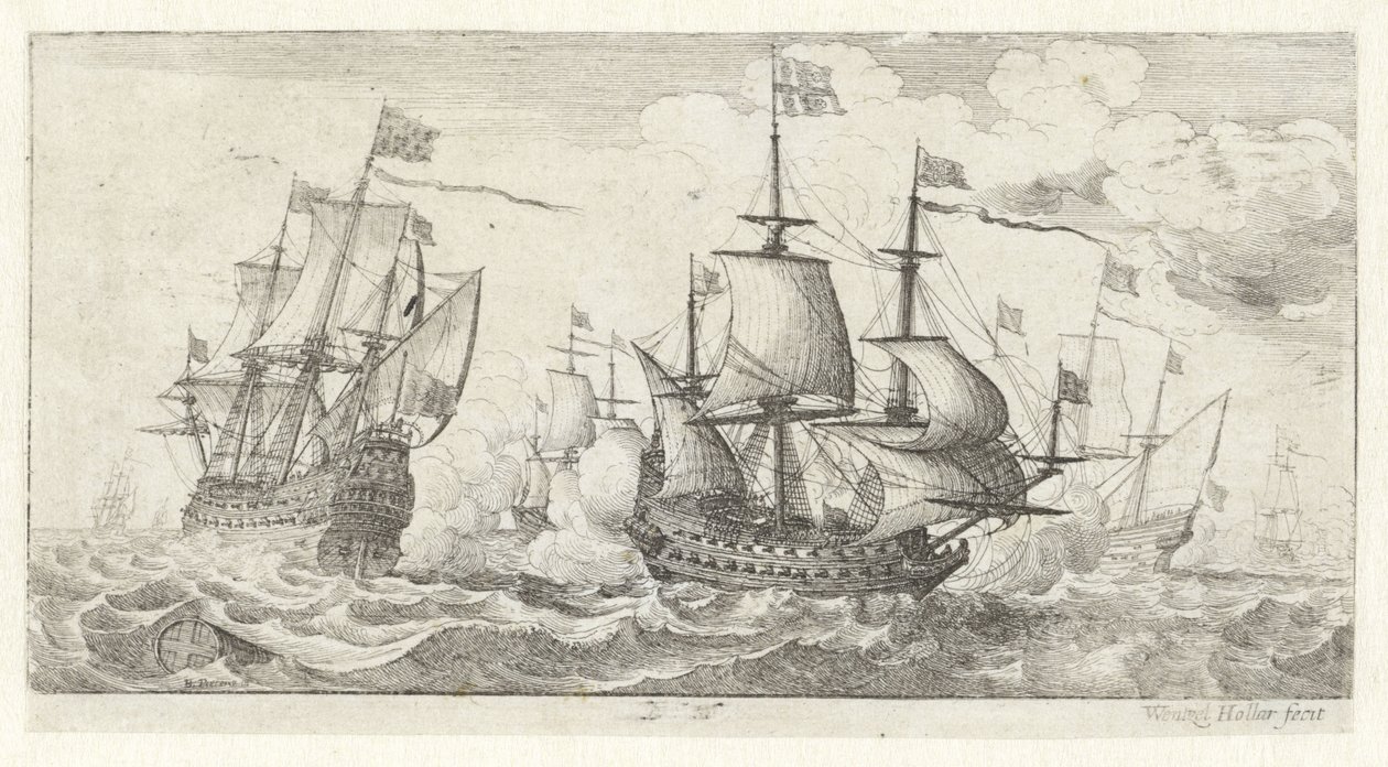 námořní bitva Mořské krajiny (název série) od Wenceslaus Hollar