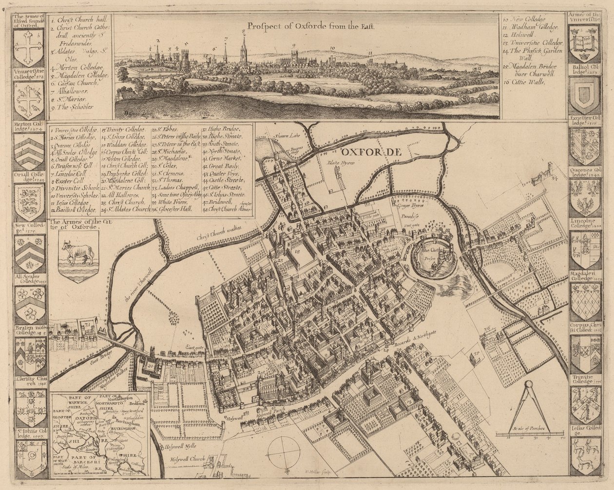 Vyhlídka na Oxford od Wenceslaus Hollar after D. Gage