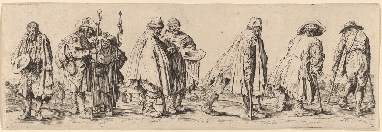 Osm žebráků od Wenceslaus Hollar after Jacques Callot