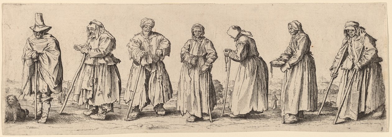 Muži a ženy žebráci od Wenceslaus Hollar after Jacques Callot