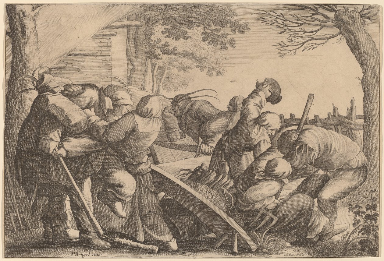 Selská rvačka od Wenceslaus Hollar after Pieter Bruegel the Elder