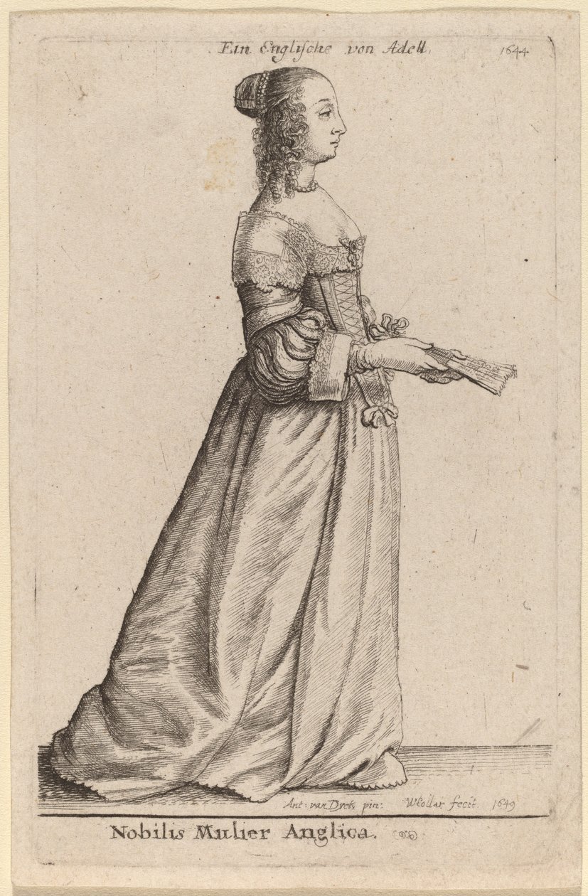 Ušlechtilá Angličanka od Wenceslaus Hollar after Sir Anthony van Dyck