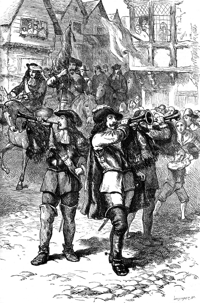 James II prohlášen v Bostonu, 1685 c1880 od Whymper