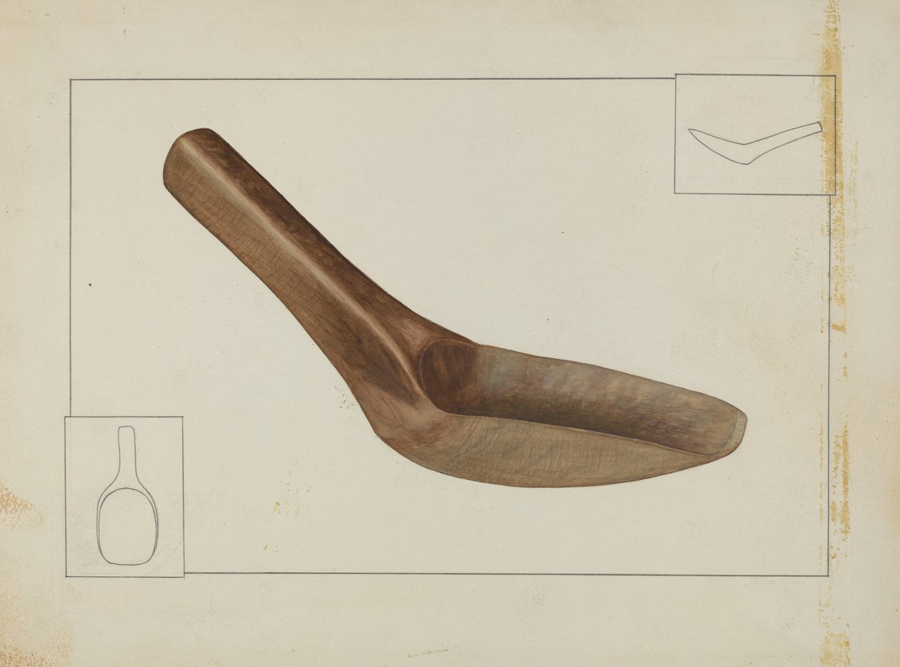Hranatá dřevěná lžíce, c. 1937. od Wilbur M Rice