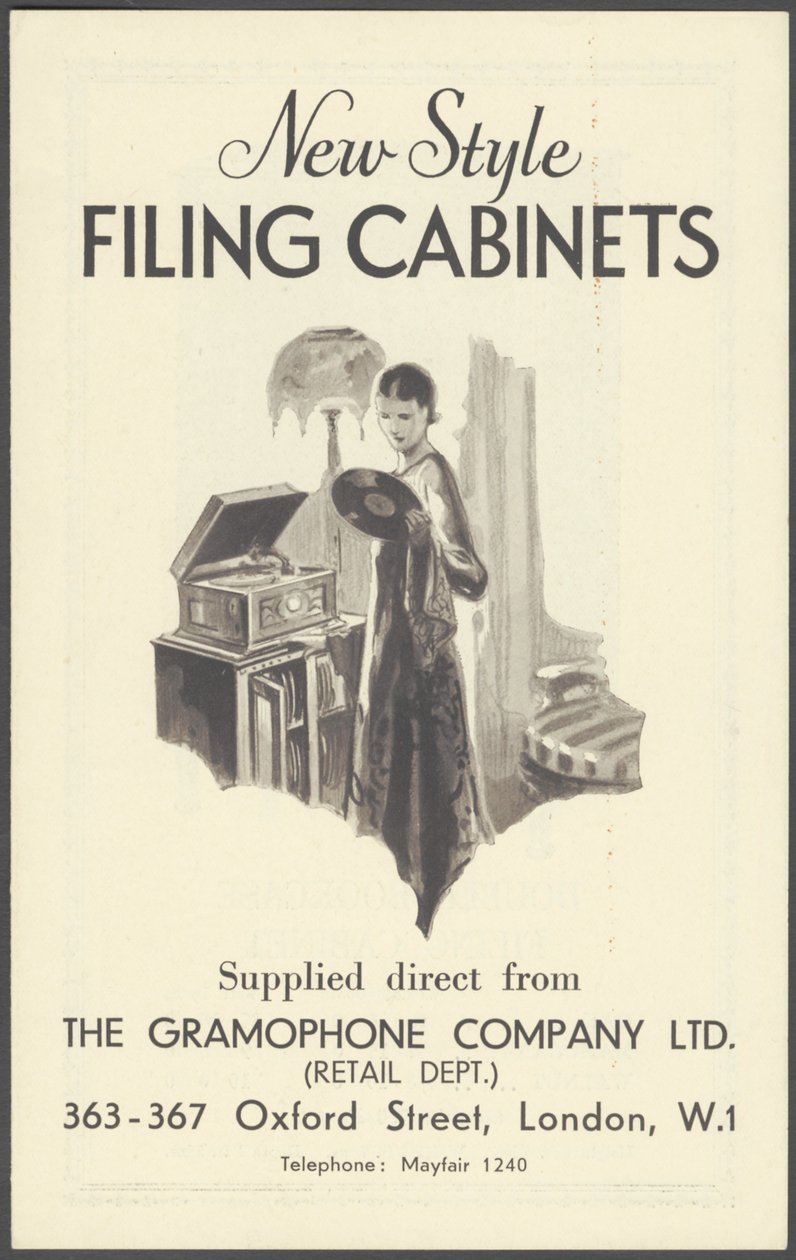 Kartotéky Gramophone Company, 20. léta 20. století od Wilfred Fryer, Curtis Advertising Agency