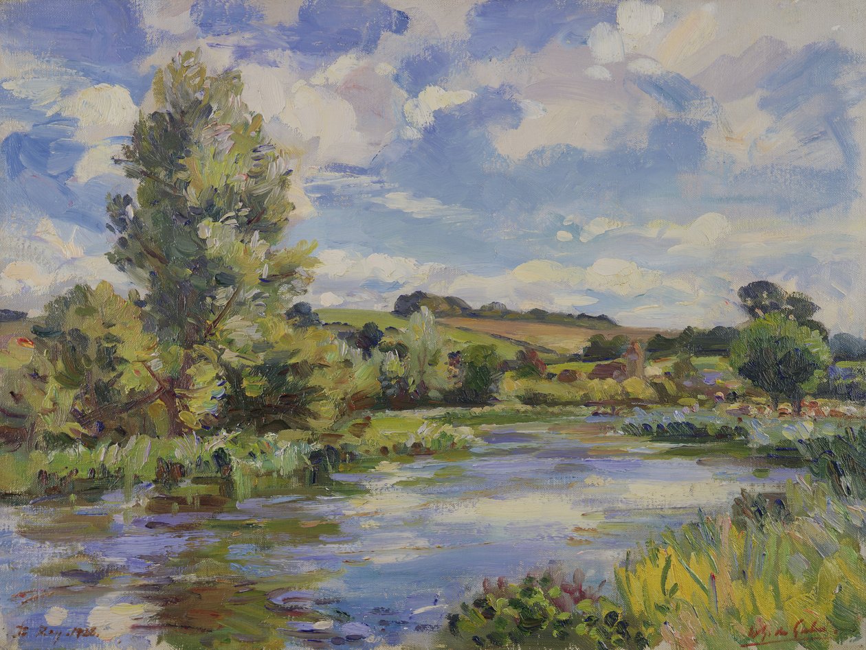 Sluncem zalitá říční krajina od Wilfred Gabriel de Glehn