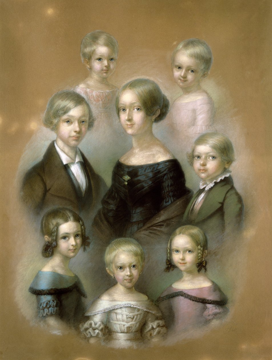 Rodina (pastel na papíře) od Wilhelm Alexander Kobell