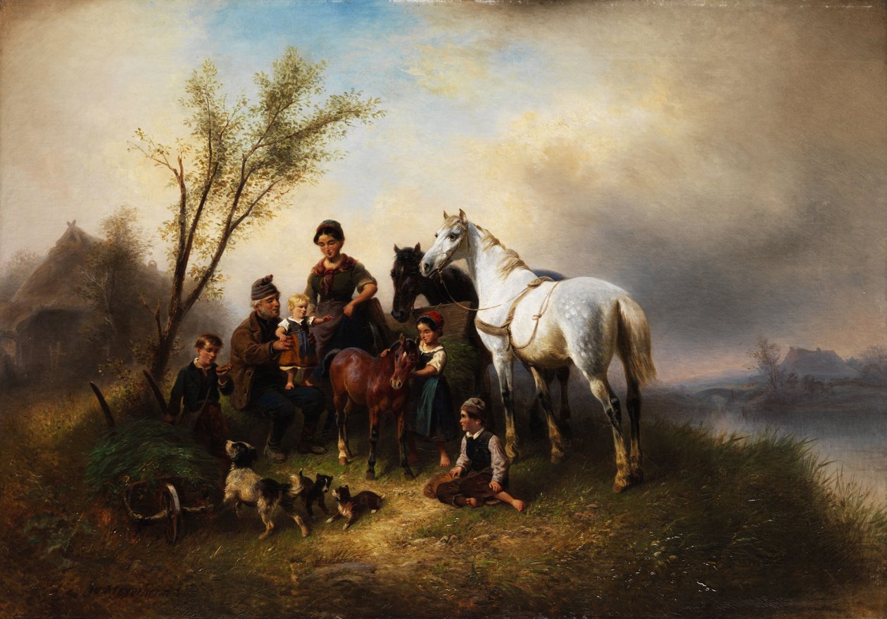 Rolnická rodina na břehu řeky. od Wilhelm Meyerheim
