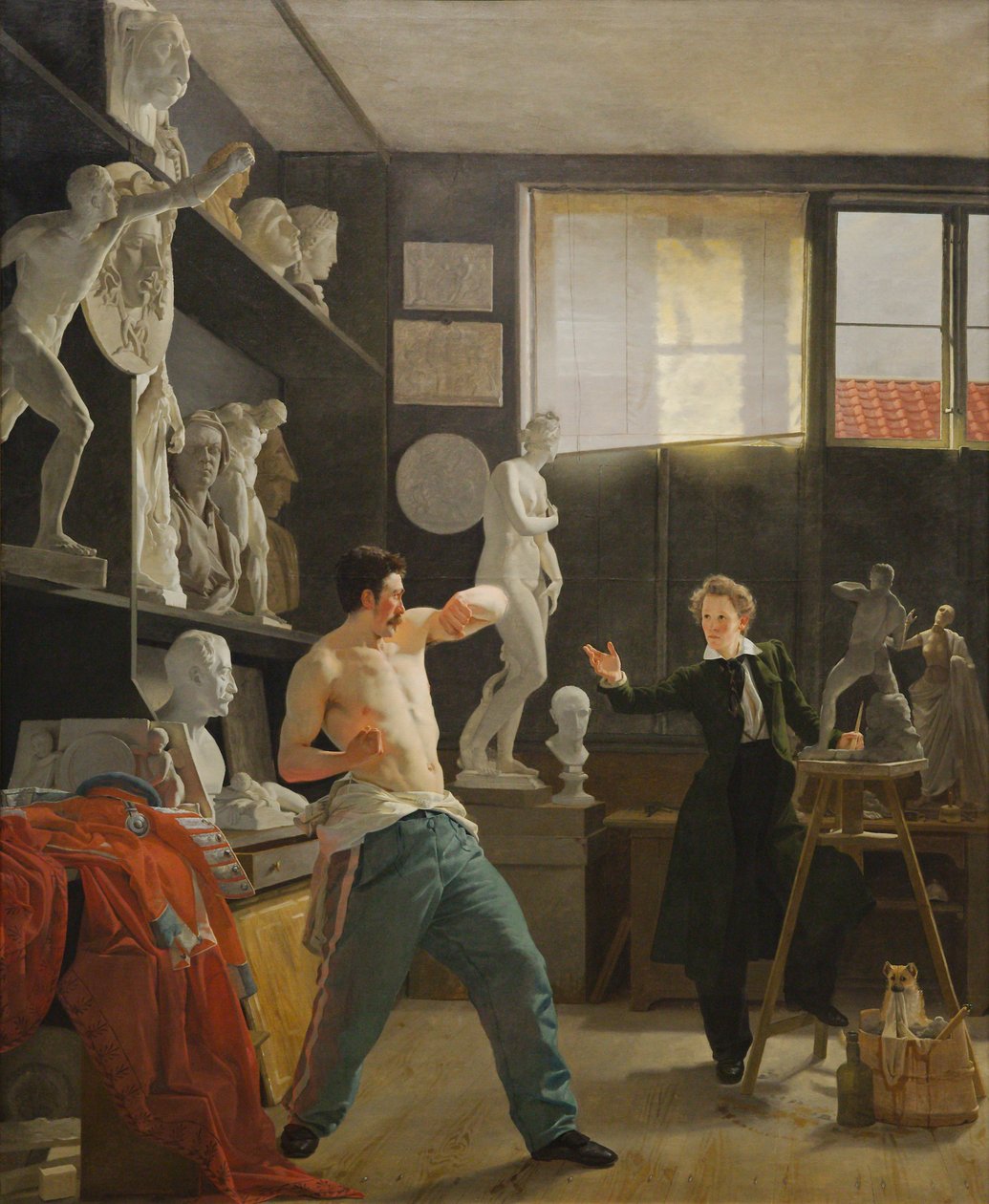 Sochař (Christen Christensen) pracuje ve svém ateliéru podle živého modelu od Wilhelm Bendz
