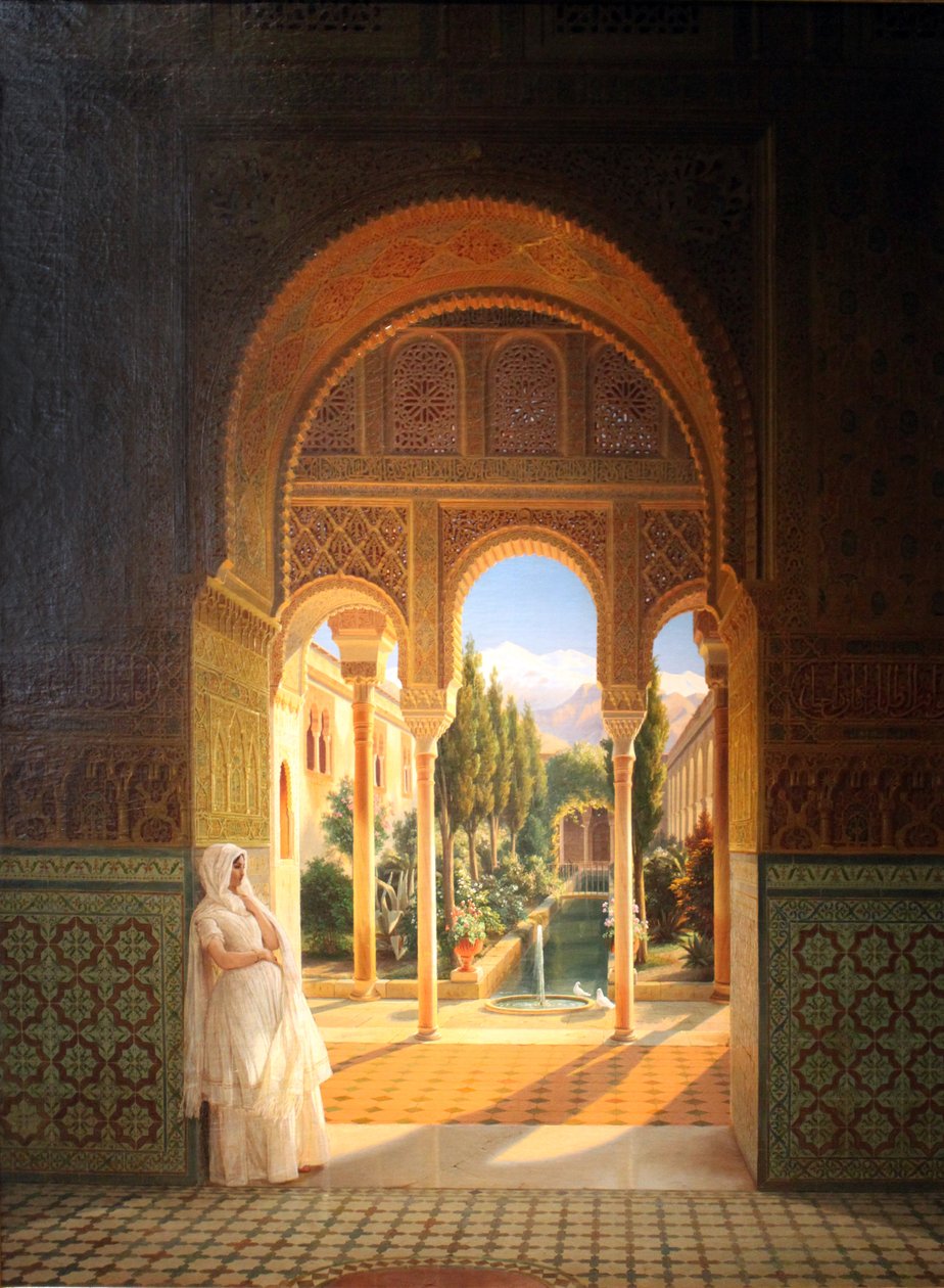 Palacio del Generalife a Patio de la Acequia u Alhambry v Granadě od Wilhelm Meyer
