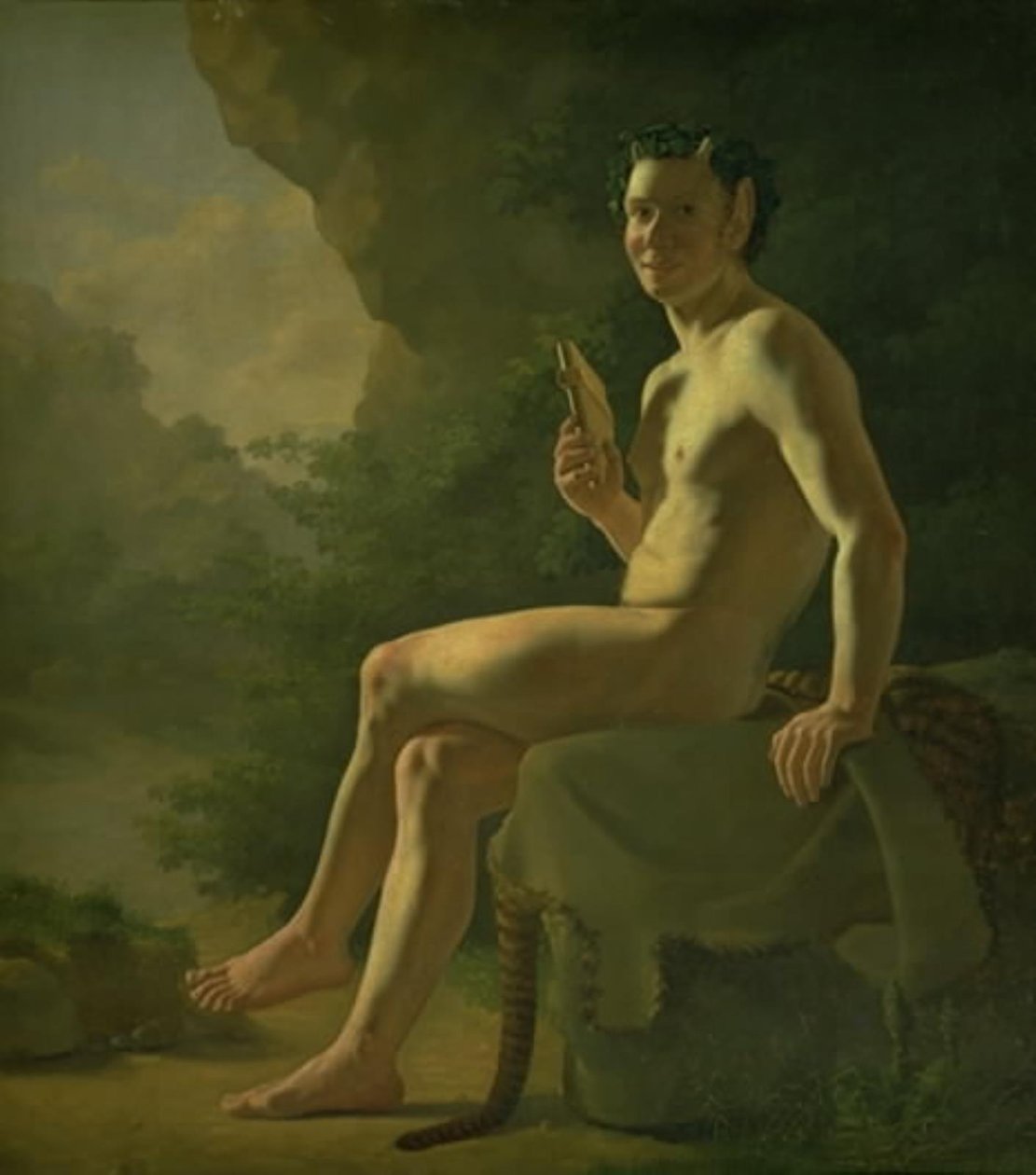 Mladý Pan v jeskyni. Modelová postava od Wilhelm Bendz