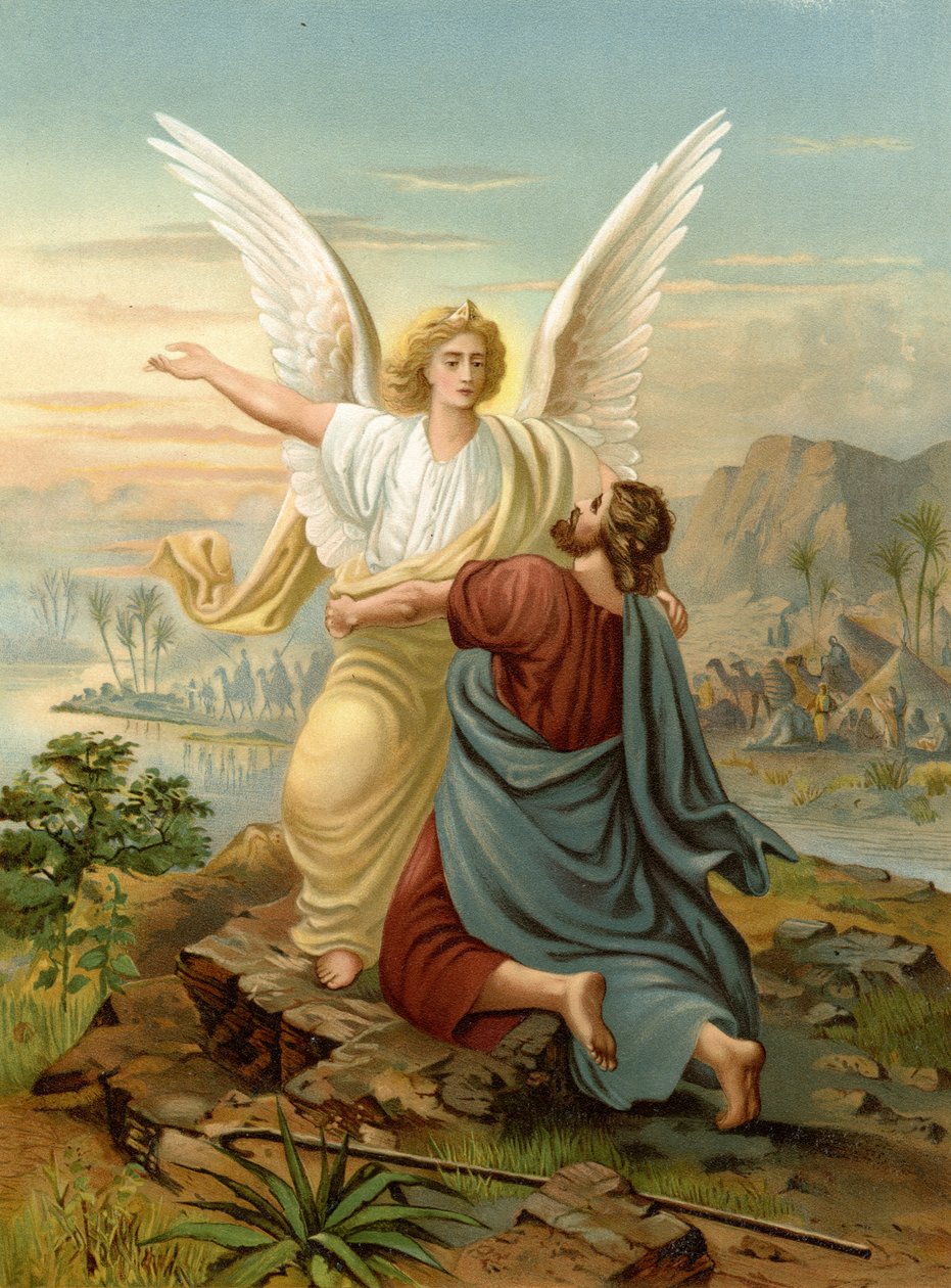 Jacob bojuje s andělem (barva litho) od Wilhelm Ebbinghaus