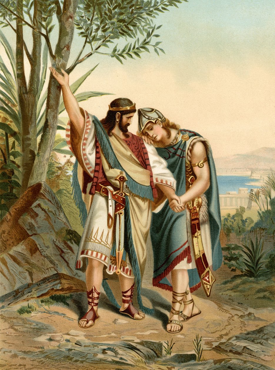 Přátelství Jonathana a Davida (barva litho) od Wilhelm Ebbinghaus