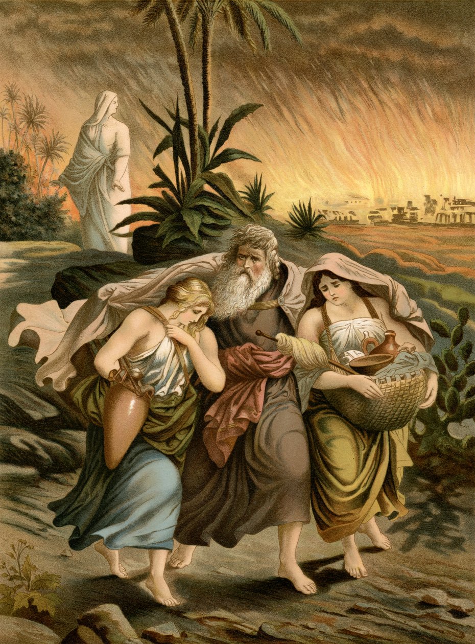 Lot prchá před Sodomou (barva litho) od Wilhelm Ebbinghaus