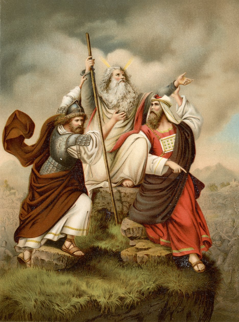 Mojžíšova modlitba proti Amalekitům (barva litho) od Wilhelm Ebbinghaus