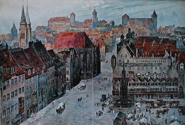 Hauptmarkt, Norimberk od Wilhelm Georg (after) Ritter