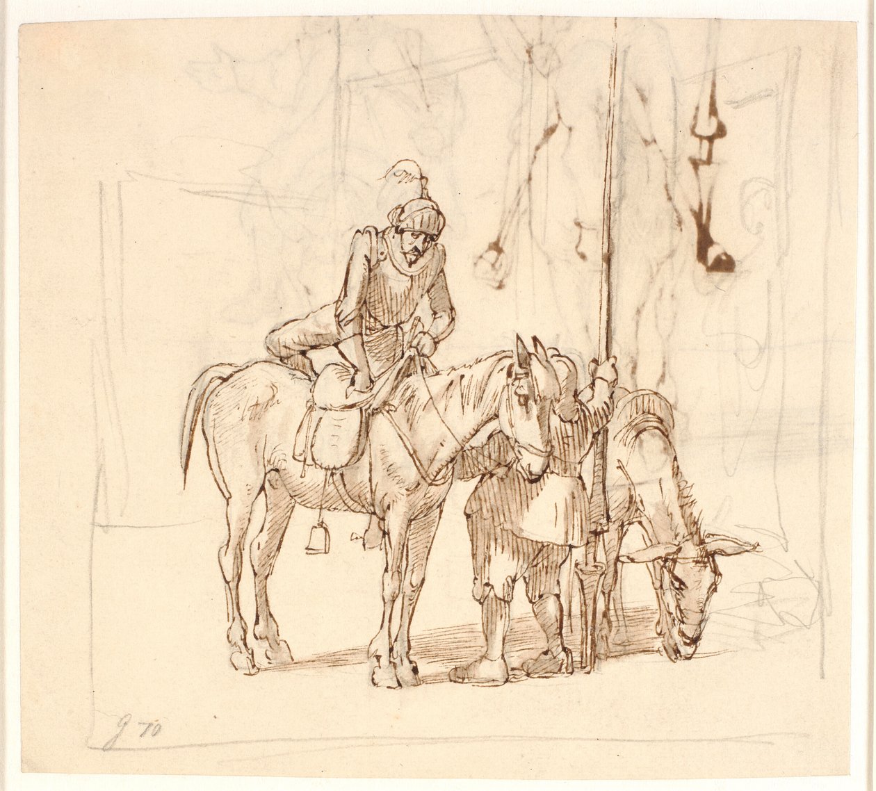 Don Quijote nasedá na koně od Wilhelm Marstrand