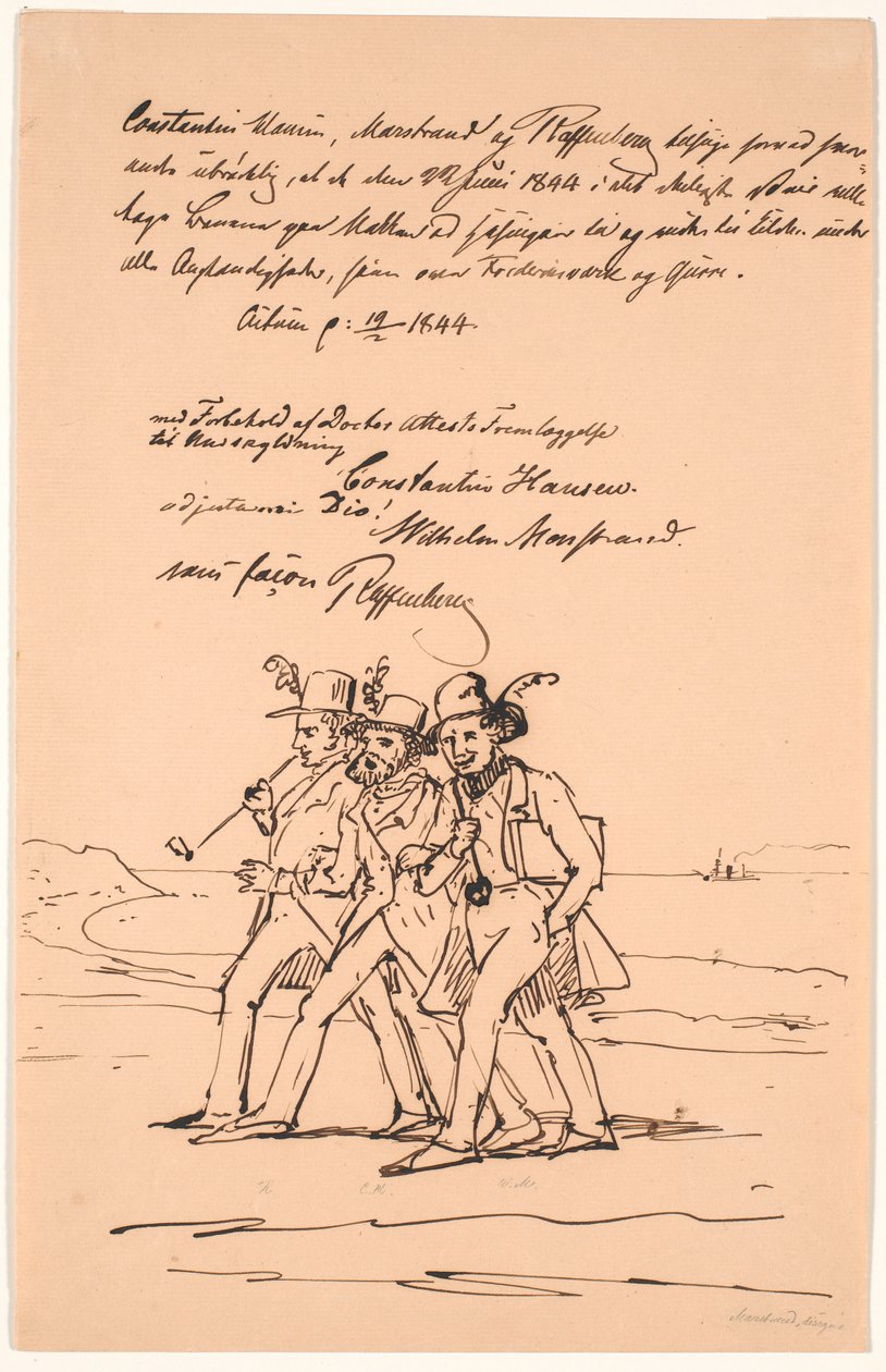 Marstrand, Constantin Hansen a Raffenberg na procházce od Wilhelm Marstrand