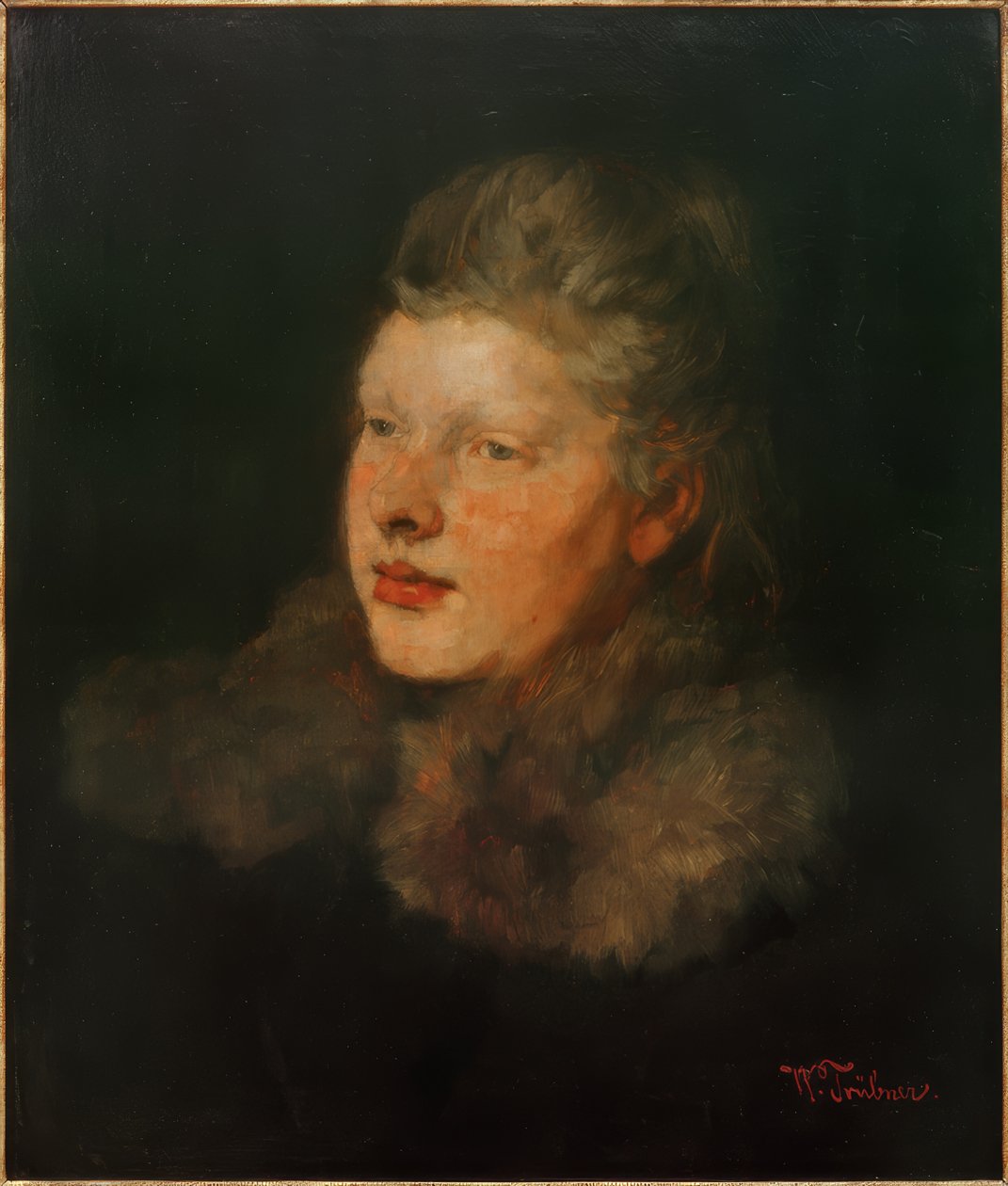 Blondýna s kožešinou od Wilhelm Trübner