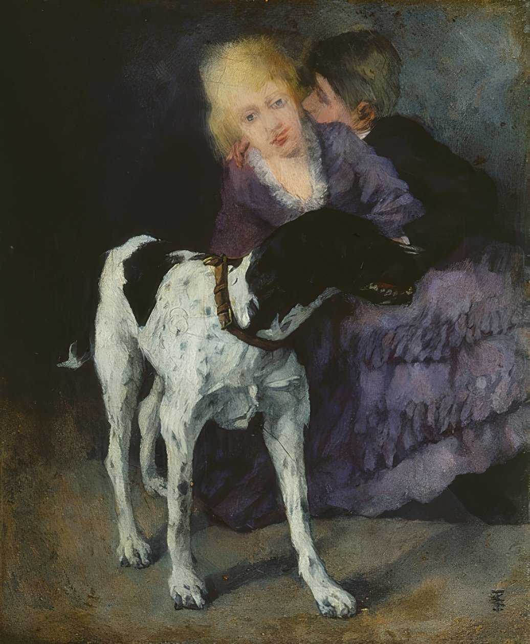Milující pár se psem. 1873 od Wilhelm Trübner