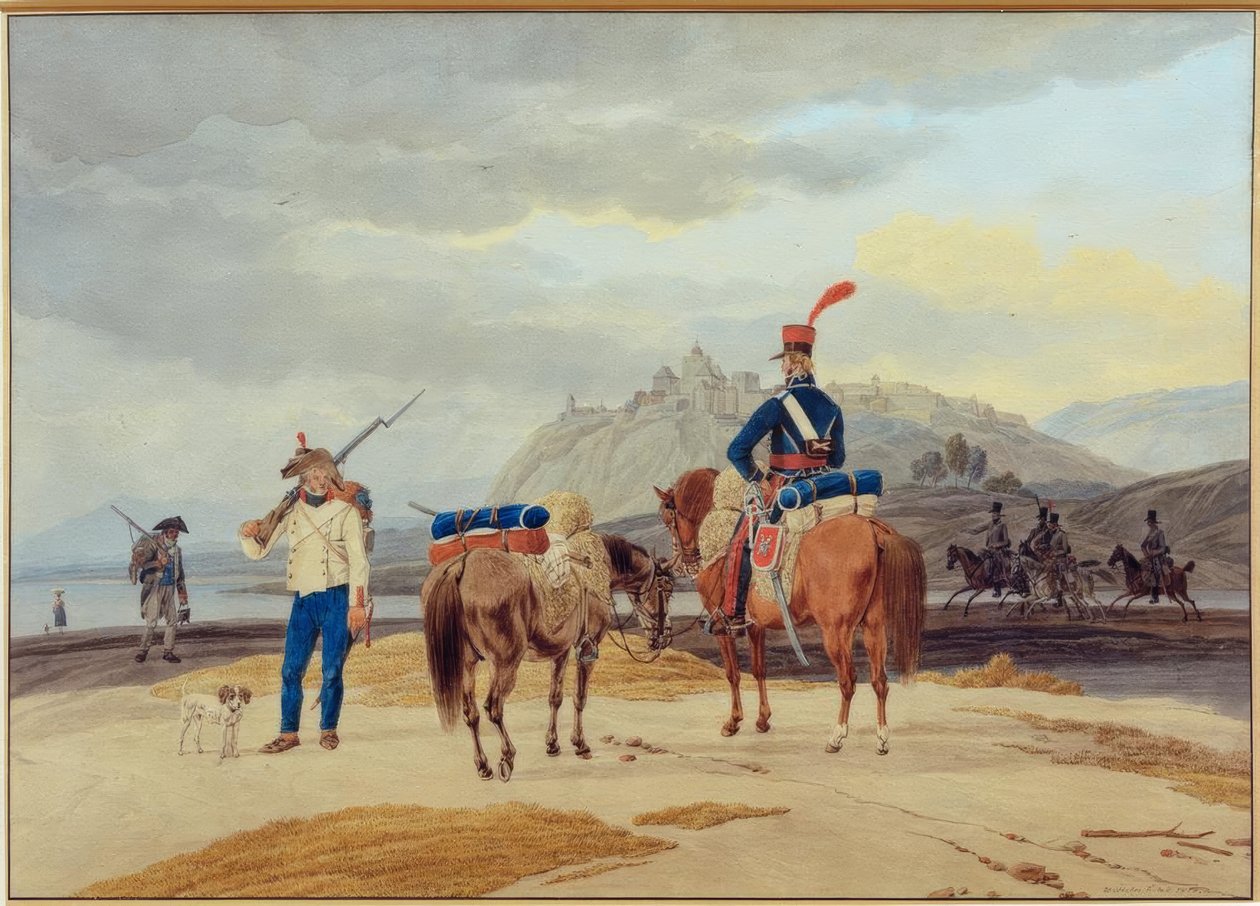 Francouzští vojáci před pevností od Wilhelm von Kobell