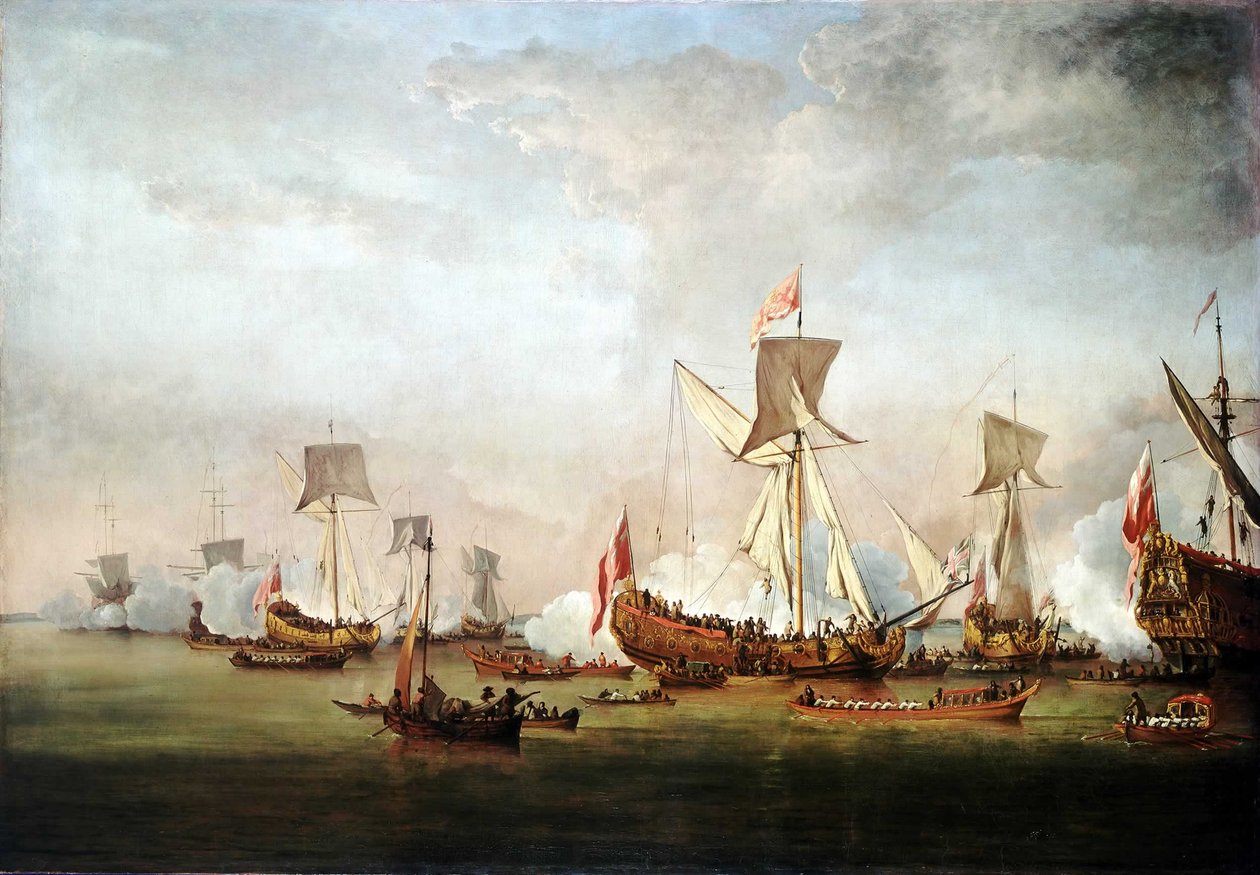 Odjezd Williama Oranžského a princezny Marie do Holandska, listopad 1677 od Willem van de Velde the Younger