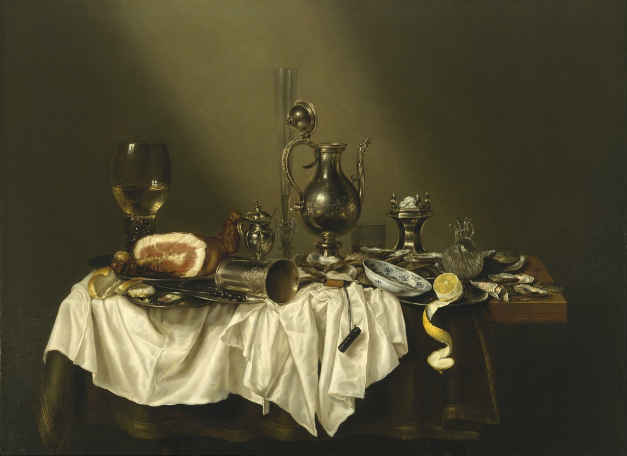 Stůl se šunkou od Willem Claesz. Heda