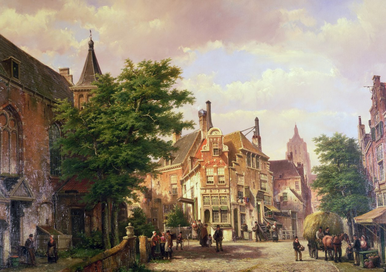 Postavy na křižovatce v Amsterdamu (ropa) od Willem Koekkoek