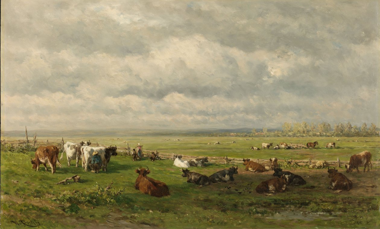 Luční krajina s dobytkem, kolem roku 1880 od Willem Roelofs